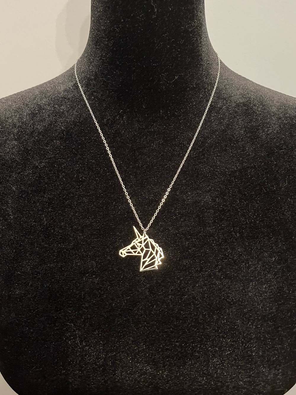 Silver Tone Stainless Steel Unicorn Pendant on Chain